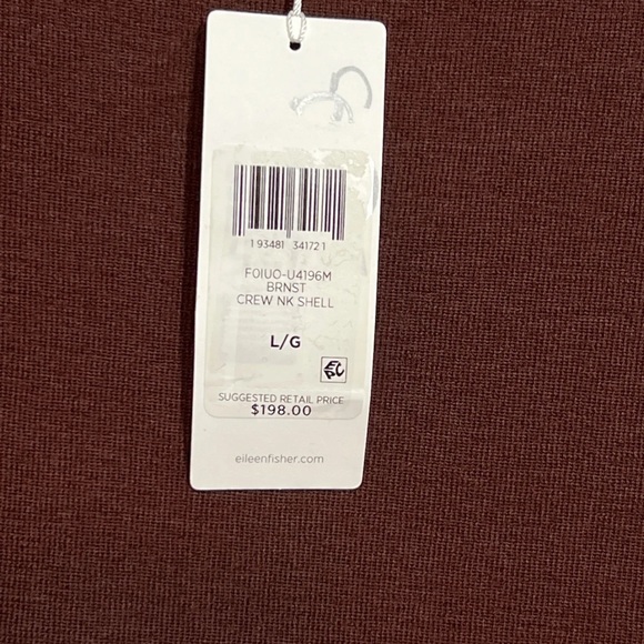 EILEEN FISHER Merino Wool Crew Neck Sleeveless Top Dark Brown Size L NWT $198 - Picture 4 of 9